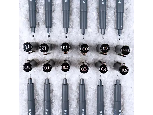 Fineliner Staedtler Pigment 308 zwart set 4+2 gratis 0.05-0.8mm