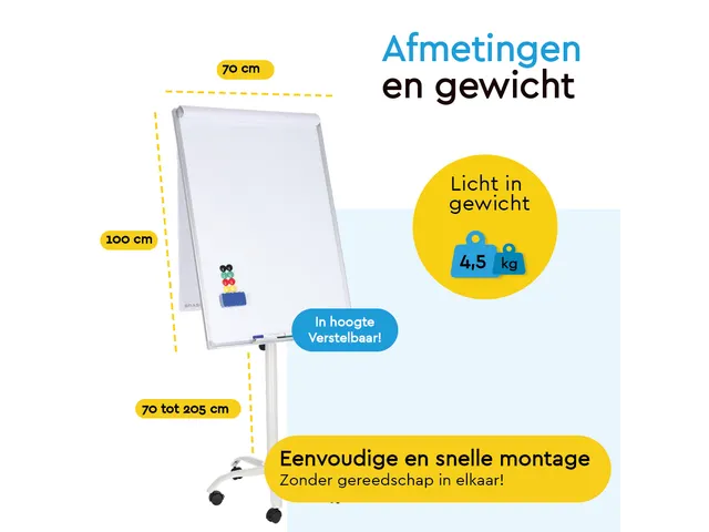 BRASQ Flipover Mobiel 70x100cm Magnetisch Wit inclusief accessoires