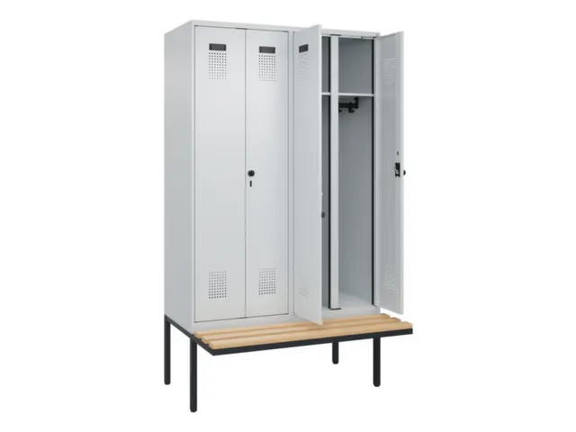 locker met bank,voor scheiding van kleding,HxBxD 2120x1200x815mm,4vak
