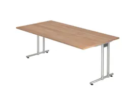 bureau,HxBxD 740x2000x1000mm,blad notenboom,C-voet RAL9006