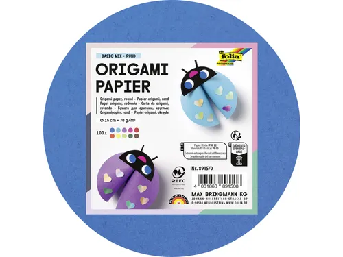 Origami papier Folia 70gr rond 15cm 100 vel assorti kleuren
