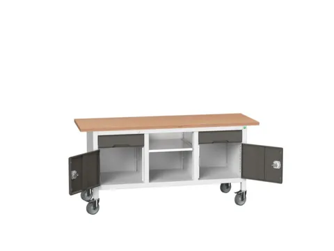 werkbank,HxBxD 830x1750x600mm,multiplexblad,uitrusting: 2laden,2kasten