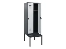 locker met bank,HxBxD 1950x600x815mm,2vak,vak B 300mm,draaigrendel