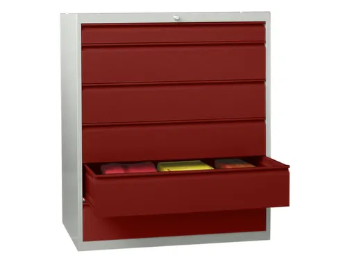 ladekast,HxBxD 1200x1023x600mm,6lade(n),cil.slot,RAL7035,front RAL3000
