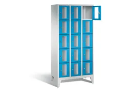 Lockerkast 1850x900x500mm 3x5 vakken Cilinderslot Poten, RAL5012