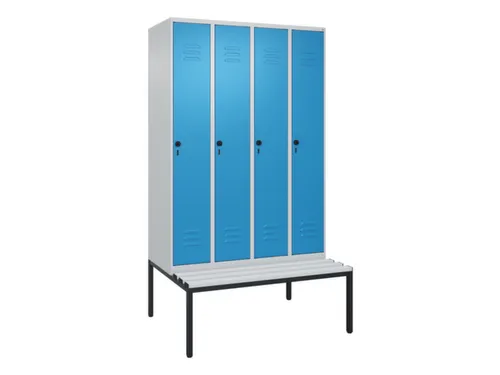 locker met bank,HxBxD 2120x1200x815mm,4vak,vak B 300mm,draaigrendel