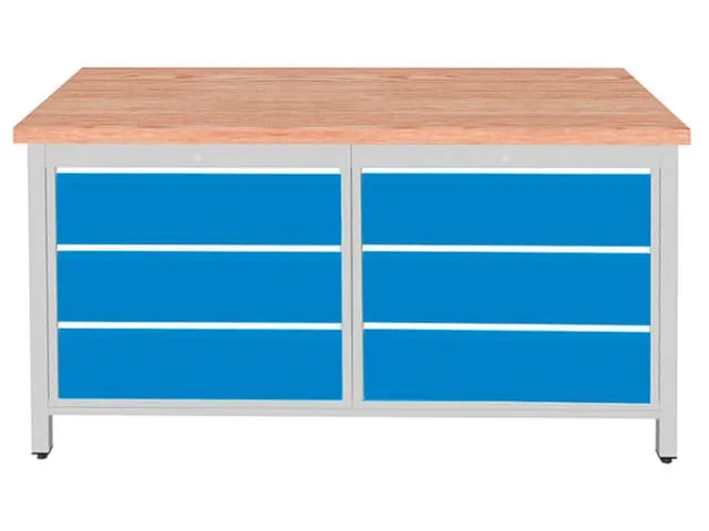 werkbank,HxBxD 860x1500x750mm,onderstel RAL5010,fronten RAL3020