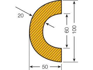 buisbescherming,boog,LxØ 1000x50-70mm,PU,geel/zwart,zelfklevend - 2