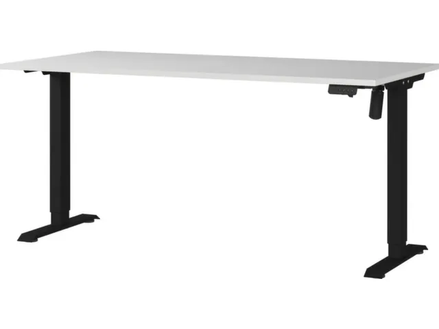 Elektrisch ihv bureau,HxBxD 710-1190x1600x800mm,blad lichtgrijs