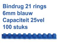 Bindrug Fellowes 6mm 21-rings A4 blauw 100stuks