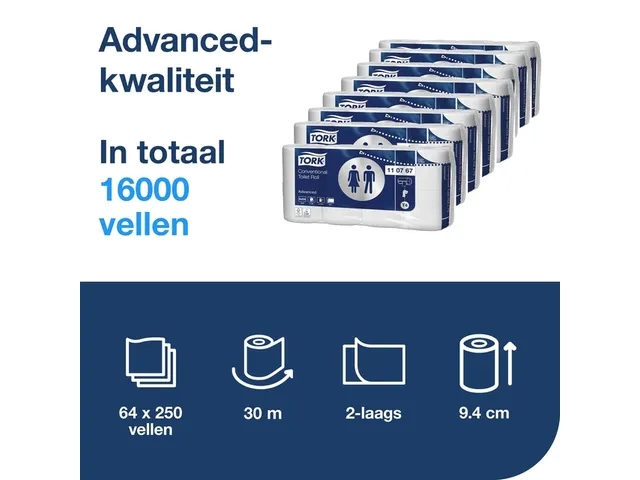 Toiletpapier Tork T4 110767 2-Laags 250 Vel Advanced Xl 64 Rollen