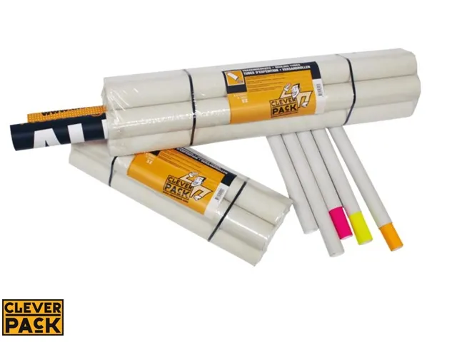 Verzendkoker CleverPack rond A2 +doppen 450x50x1.5 wit 5stuks