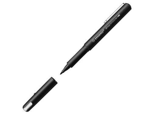 Fineliner STABILO dr!ver medium punt 0.8 mm Zwart