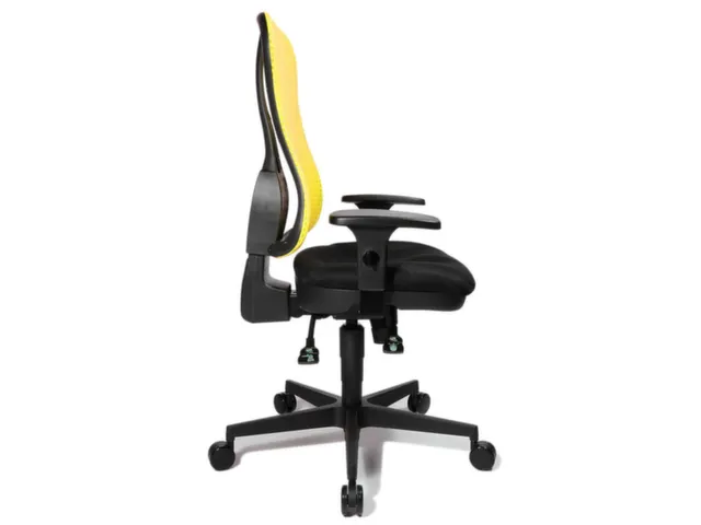 Siège Bureau Pivotant Assise Noir Dossier Maille Jaune