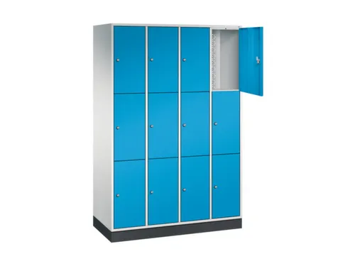 lockerkast,RAL 7035/RAL 5012,HxBxD 1950x1220x500mm,4x3vakken,cil.-slot