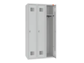 lockerkast,HxBxD 1800x900x500mm,3vak,draaigrendel,sokkel,romp RAL7035 - 1