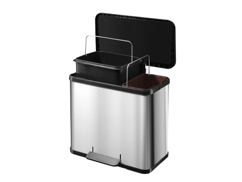 Gescheiden Afvalbak Öko Duo Plus 17 liter + 9 Liter RVS Zwart Hailo