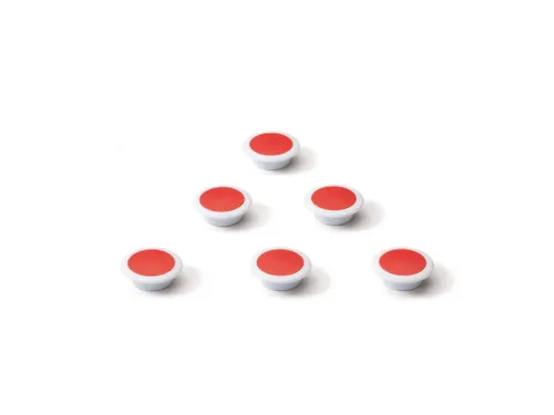 Glasbordmagneet 30mm Rond Rood Extra Sterk 6 stuks