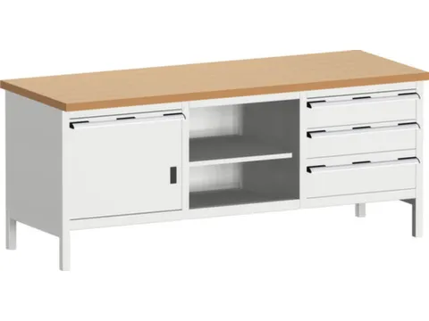 bloc établi HxlxP 840x2000x750mm plateau hêtre rouge force 1200kg