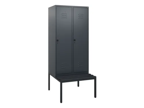 locker met bank,HxBxD 1950x800x815mm,2vak,vak B 400mm,draaigrendel