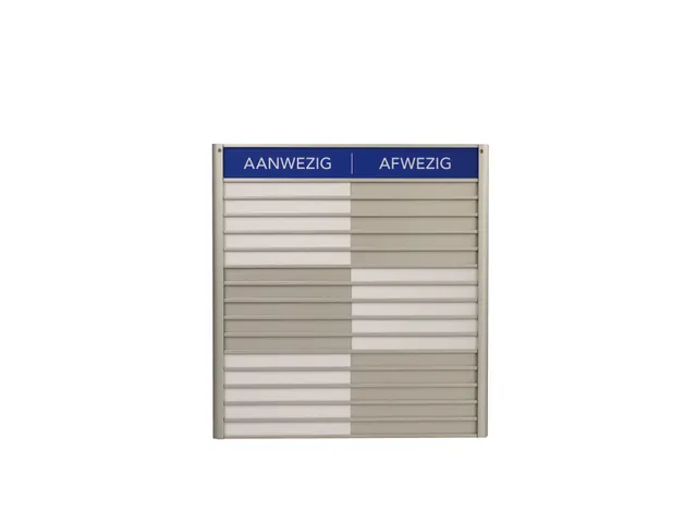 Menoor In-Uit bord 15 namen Aluminium Aanwezig/Afwezig Blauw