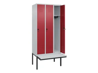 locker met bank,HxBxD 2120x900x815mm,3vak,vak B 300mm,draaigrendel - 2