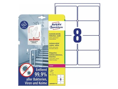 Bedrukbare antimicrobiële etiketten afneembaar wit 99.1x67.7mm