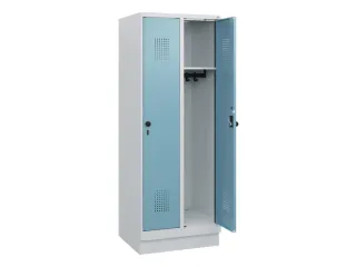 schoollocker,HxBxD 1630x600x500mm,2vak,vak B 300mm,draaigrendel,sokkel - 1