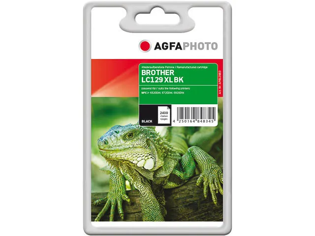 AgfaPhoto Brother LC129XLBK MFCJ Inkt Zwart HC Rebuilt 2400 Pagina's