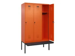 locker met bank,HxBxD 2120x1200x815mm,3vak,vak B 400mm,draaigrendel