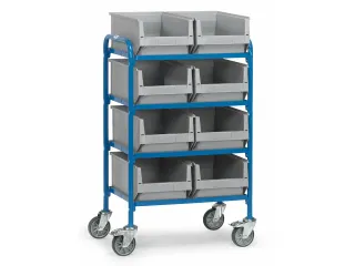 Bijzetwagen Met 8 Magazijnbakken 32931 250kg Hout 630x470mm Ral5007 - 1