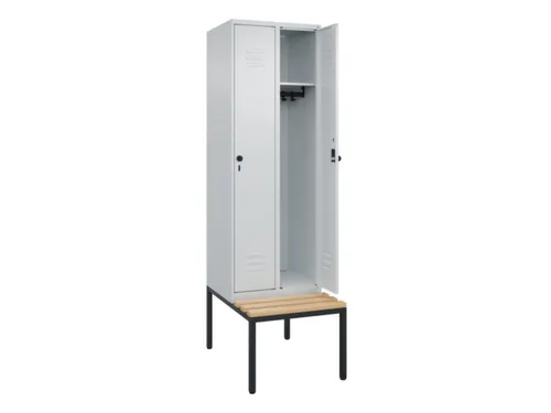 locker met bank,HxBxD 2120x600x815mm,2vak,vak B 300mm,draaigrendel