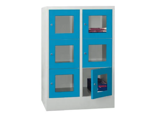 lockerkast,HxBxD 1187x800x500mm,2x3vakken,RAL7035,front RAL5012