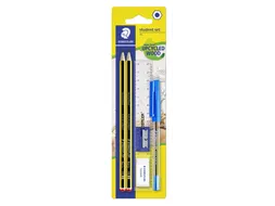 Schrijfset Staedtler 2 Noris potloden HB-balpen-gum-slijper-liniaal