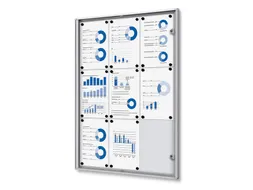 Vitrinebord Quantore voor binnen 9x A4 zilver