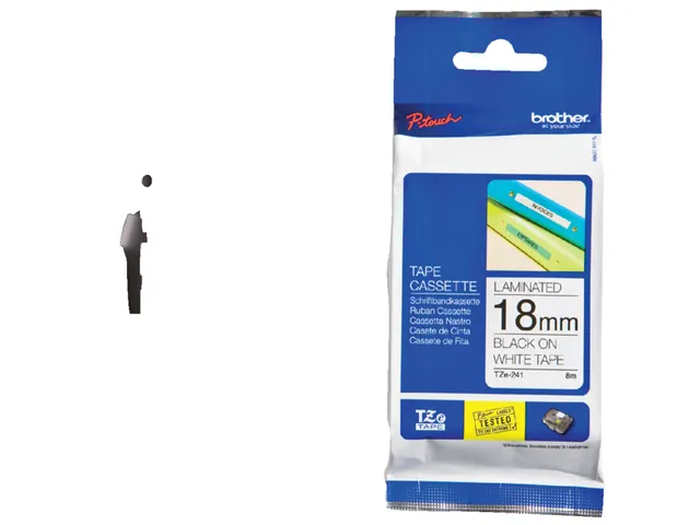 Labeltape Brother P-touch TZe-241 standaard 18mm zwart op wit