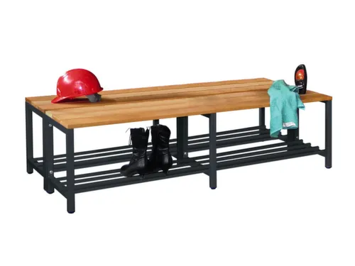 dubbele zitbank,LxD 1500x740mm,houten lijst beuken,onderstel RAL7016