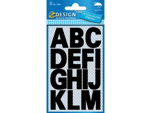 Avery Zweckform etiketten letters A-Z 2 blad zwart waterbestendig