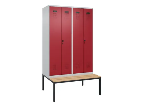 PBM-locker met bank,HxBxD 2120x1200x815mm,4vak,vak B 300mm