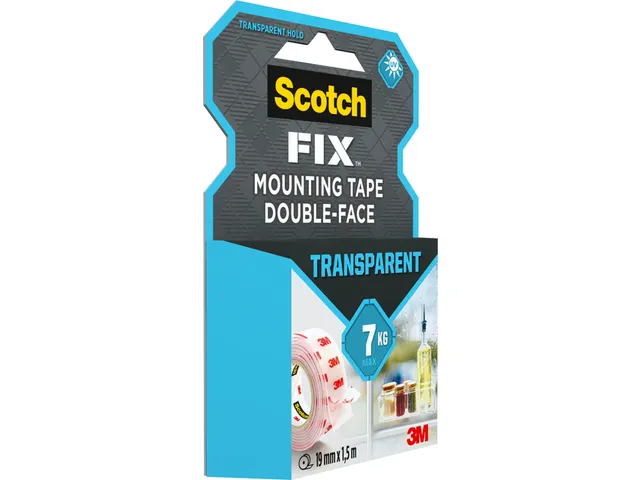 Plaktape 3m Scotch Montage 19mmx1.5m Transparant 2z