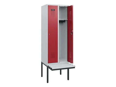 locker met bank,HxBxD 1950x600x815mm,2vak,vak B 300mm,cilinderslot