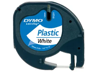 Labeltape Dymo Letratag 91201 plastic 12mm zwart op wit S0721660 - 3