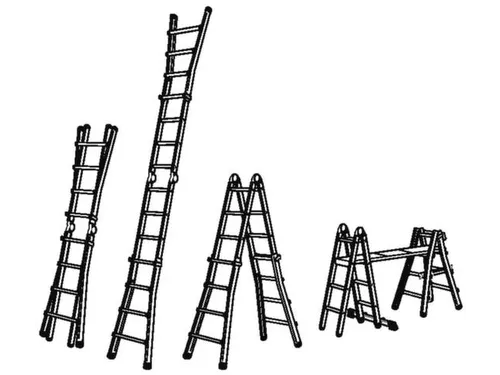multifunctionele telescoopladder,4x3,sporten,balk L 1,95-3,1m