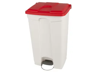 pedaalemmer,1x90l,HxBxD 820x500x412mm,romp PP wit,deksel PP rood - 1