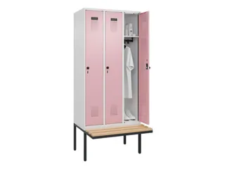 locker met bank,HxBxD 2120x900x815mm,3vak,vak B 300mm,draaigrendel - 1