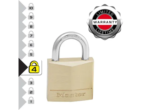 Hangslot MasterLock 130EURT 2 gelijksluitend messing 30mm