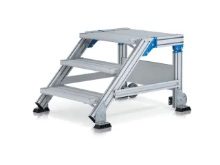 bordestrap,verrijdbaar,bordes H 0,99m,5treden,45° helling,aluminium - 2