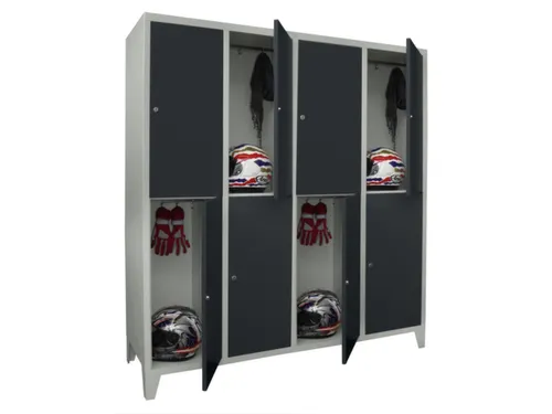 lockerkast,HxBxD 1850x1600x500mm,4x2vakken,RAL7035,front RAL7016