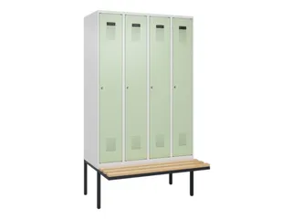 locker met bank,HxBxD 2120x1200x815mm,4vak,vak B 300mm,cilinderslot - 2