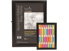 Kliklijst Seco A3 zwart 25mm Aluminium frame, anti-glans PVC voorkant